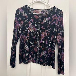 J Jill floral button down cardigan